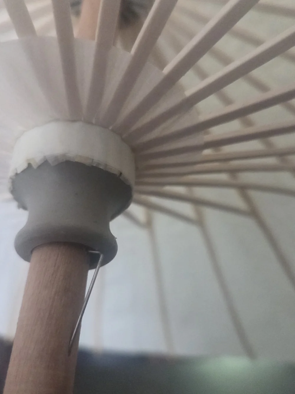 White Paper Parasol Umbrella Wood Bamboo Asian Wedding Decor 32”